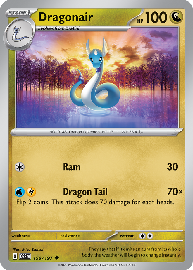 Pokémon TCG Dragonair – OBF 158/197 Uncommon Reverse Holofoil – EN