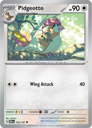 Pokémon TCG Pidgeotto – OBF 163/197 Uncommon Reverse Holofoil – EN