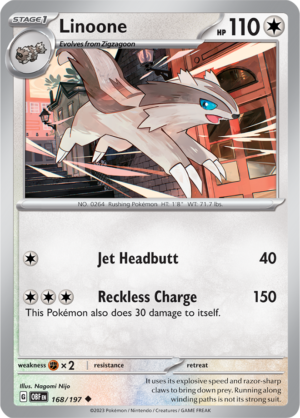 Pokémon TCG Linoone – OBF 168/197 Uncommon Regular – EN