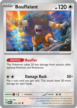 Pokémon TCG Bouffalant – OBF 174/197 Uncommon Reverse Holofoil – EN