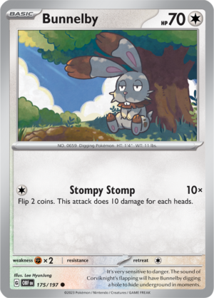 Pokémon TCG Bunnelby – OBF 175/197 Common Reverse Holofoil – EN