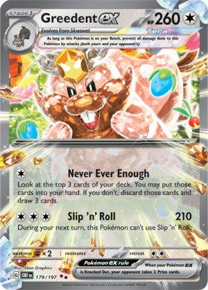Pokémon TCG Greedent ex – OBF 179/197 Double Rare Holo – EN