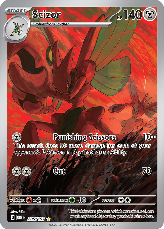 Pokémon TCG Scizor – OBF 205/197 Illustration Rare Holo – EN