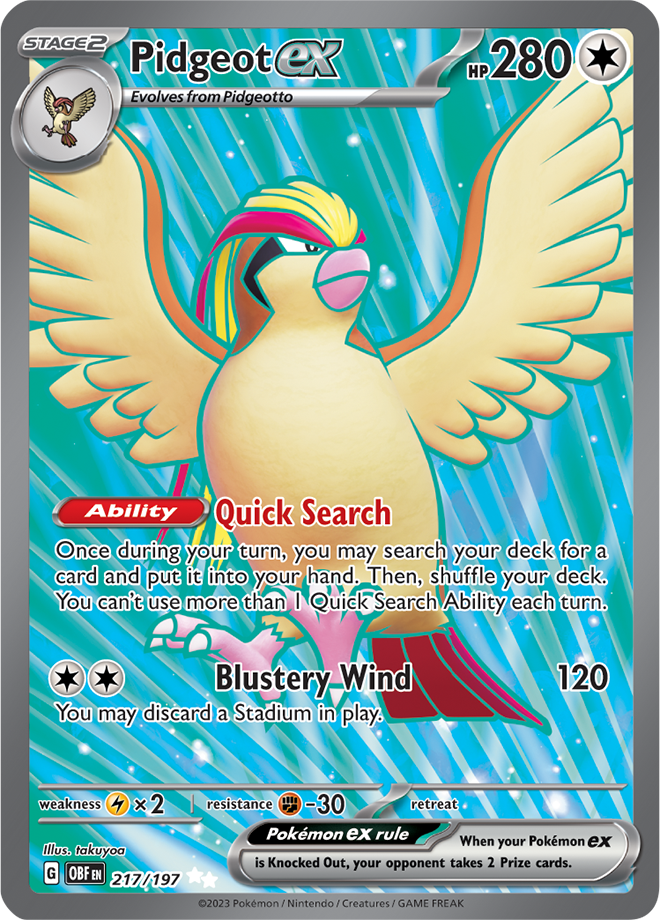 Pokémon TCG Pidgeot ex – OBF 217/197 Ultra Rare Holo – EN