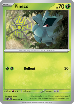 Pokémon TCG Pineco – PAF 001/091 Common Reverse Holofoil – EN