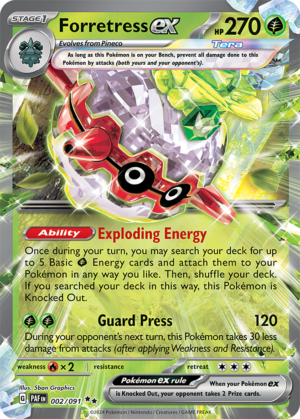 Pokémon TCG Forretress ex – PAF 002/091 Double Rare Holo – EN