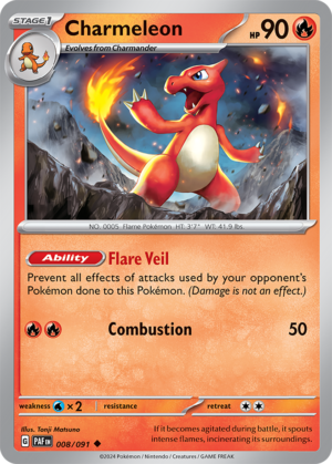 Pokémon TCG Charmeleon – PAF 008/091 Uncommon Reverse Holofoil – EN