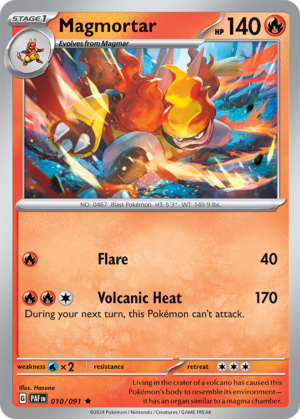 Pokémon TCG Magmortar – PAF 010/091 Rare Reverse Holofoil – EN