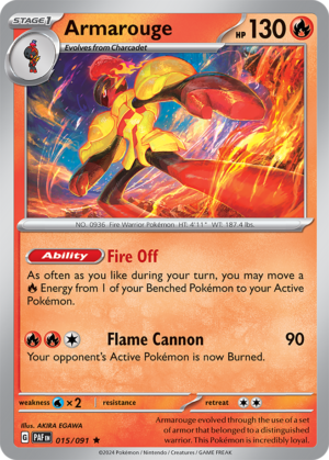 Pokémon TCG Armarouge – PAF 015/091 Rare Reverse Holofoil – EN