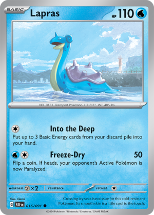 Pokémon TCG Lapras – PAF 016/091 Common Reverse Holofoil – EN