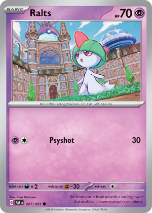 Pokémon TCG Ralts – PAF 027/091 Common Reverse Holofoil – EN