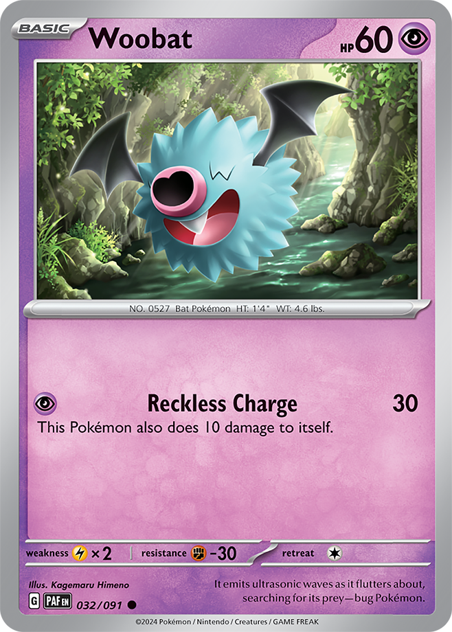 Pokémon TCG Woobat – PAF 032/091 Common Reverse Holofoil – EN