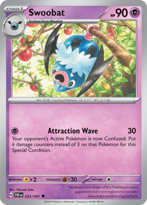 Pokémon TCG Swoobat – PAF 033/091 Uncommon Reverse Holofoil – EN