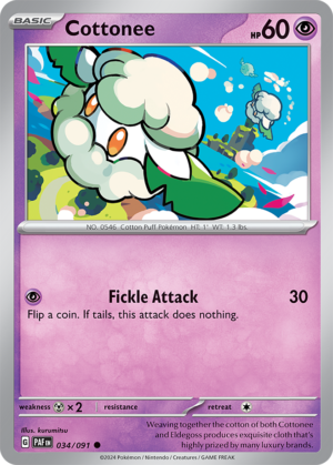 Pokémon TCG Cottonee – PAF 034/091 Common Reverse Holofoil – EN