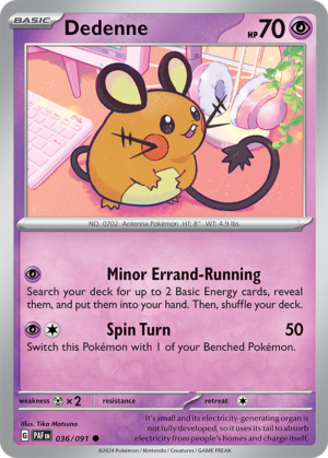 Pokémon TCG Dedenne – PAF 036/091 Common Reverse Holofoil – EN