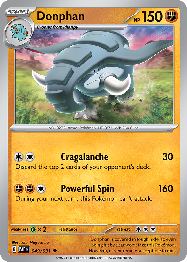 Pokémon TCG Donphan – PAF 049/091 Uncommon Reverse Holofoil – EN