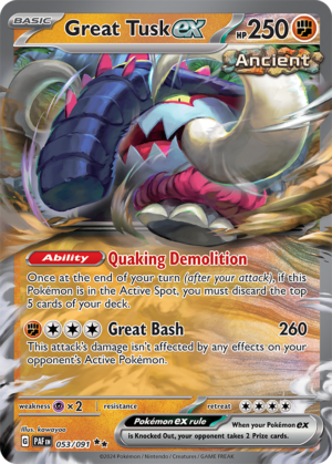 Pokémon TCG Great Tusk ex – PAF 053/091 Double Rare Holo – EN