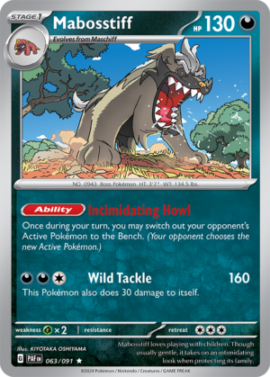 Pokémon TCG Mabosstiff – PAF 063/091 Rare Reverse Holofoil – EN