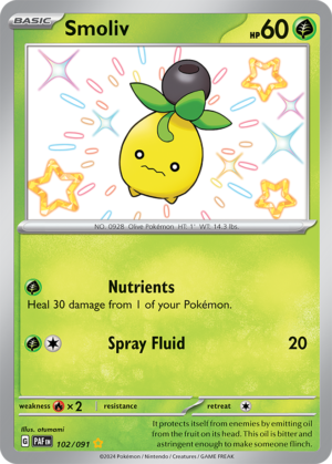 Pokémon TCG Smoliv – PAF 102/091 Shiny Rare Holo – EN