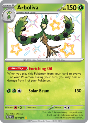 Pokémon TCG Arboliva – PAF 104/091 Shiny Rare Holo – EN