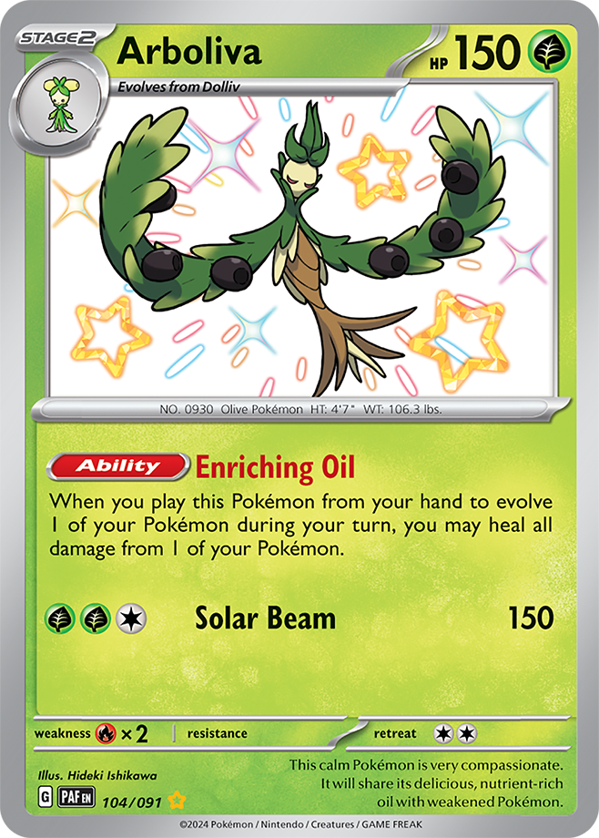 Pokémon TCG Arboliva – PAF 104/091 Shiny Rare Holo – EN
