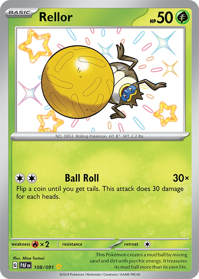 Pokémon TCG Rellor – PAF 108/091 Shiny Rare Holo – EN