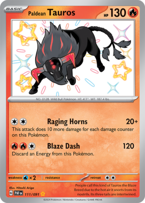 Pokémon TCG Paldean Tauros – PAF 111/091 Shiny Rare Holo – EN