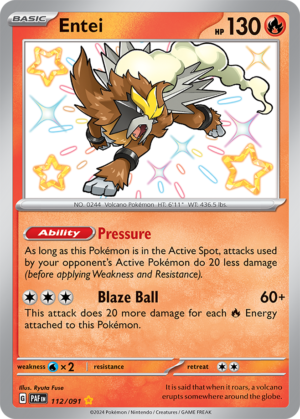 Pokémon TCG Entei – PAF 112/091 Shiny Rare Holo – EN