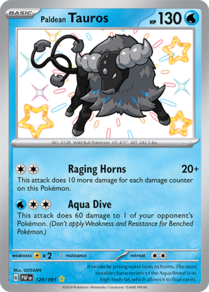 Pokémon TCG Paldean Tauros – PAF 120/091 Shiny Rare Holo – EN