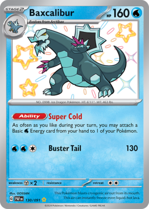 Pokémon TCG Baxcalibur – PAF 130/091 Shiny Rare Holo – EN