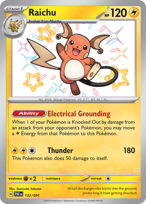 Pokémon TCG Raichu – PAF 132/091 Shiny Rare Holo – EN