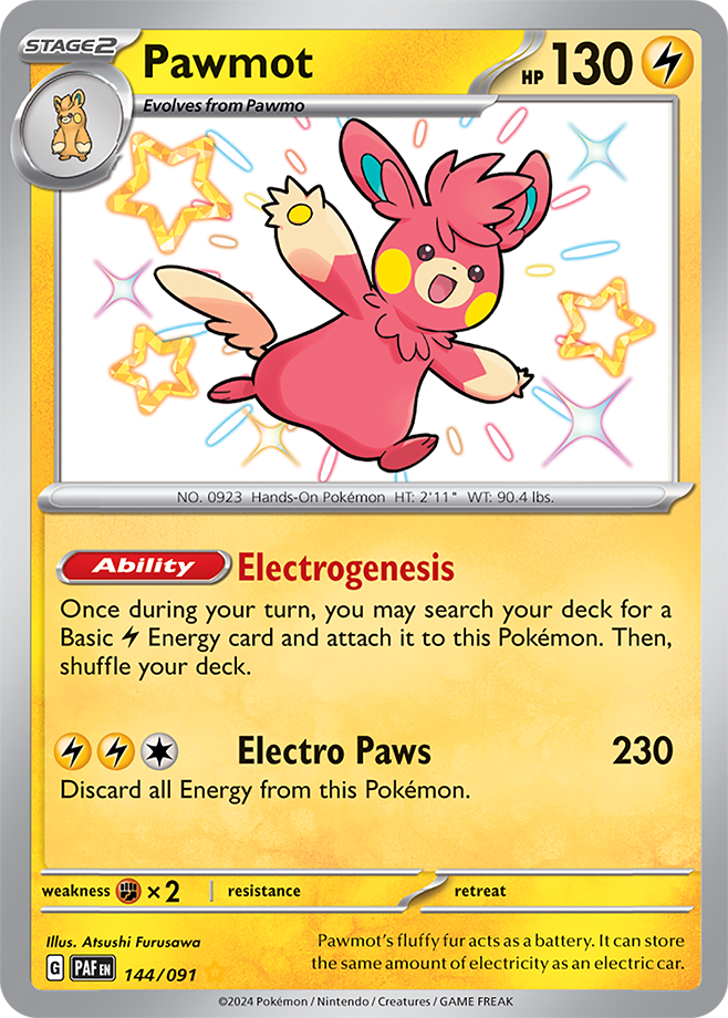 Pokémon TCG Pawmot – PAF 144/091 Shiny Rare Holo – EN