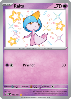 Pokémon TCG Ralts – PAF 153/091 Shiny Rare Holo – EN