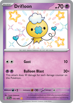 Pokémon TCG Drifloon – PAF 155/091 Shiny Rare Holo – EN