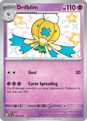 Pokémon TCG Drifblim – PAF 156/091 Shiny Rare Holo – EN
