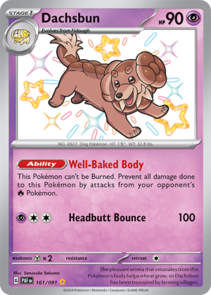 Pokémon TCG Dachsbun – PAF 161/091 Shiny Rare Holo – EN