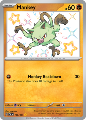 Pokémon TCG Mankey – PAF 169/091 Shiny Rare Holo – EN