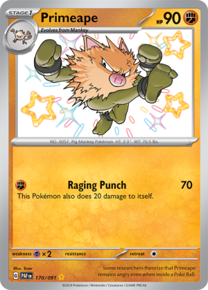 Pokémon TCG Primeape – PAF 170/091 Shiny Rare Holo – EN