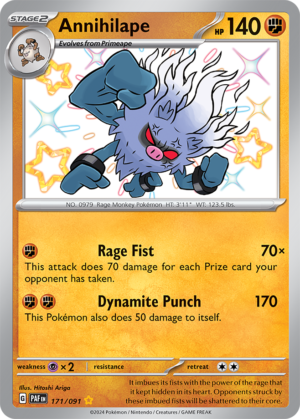 Pokémon TCG Annihilape – PAF 171/091 Shiny Rare Holo – EN