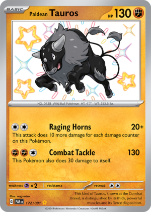 Pokémon TCG Paldean Tauros – PAF 172/091 Shiny Rare Holo – EN