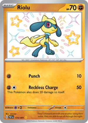 Pokémon TCG Riolu – PAF 173/091 Shiny Rare Holo – EN