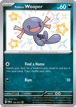 Pokémon TCG Paldean Wooper – PAF 180/091 Shiny Rare Holo – EN
