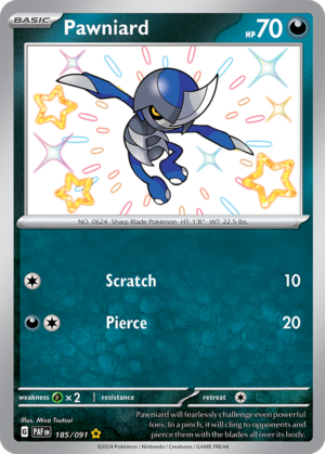 Pokémon TCG Pawniard – PAF 185/091 Shiny Rare Holo – EN