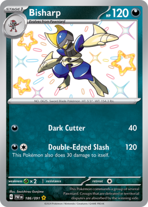 Pokémon TCG Bisharp – PAF 186/091 Shiny Rare Holo – EN