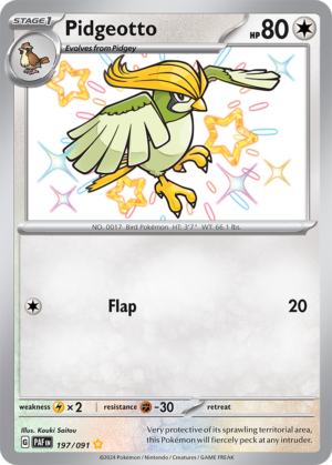 Pokémon TCG Pidgeotto – PAF 197/091 Shiny Rare Holo – EN