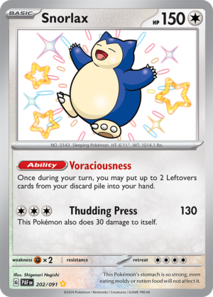 Pokémon TCG Snorlax – PAF 202/091 Shiny Rare Holo – EN