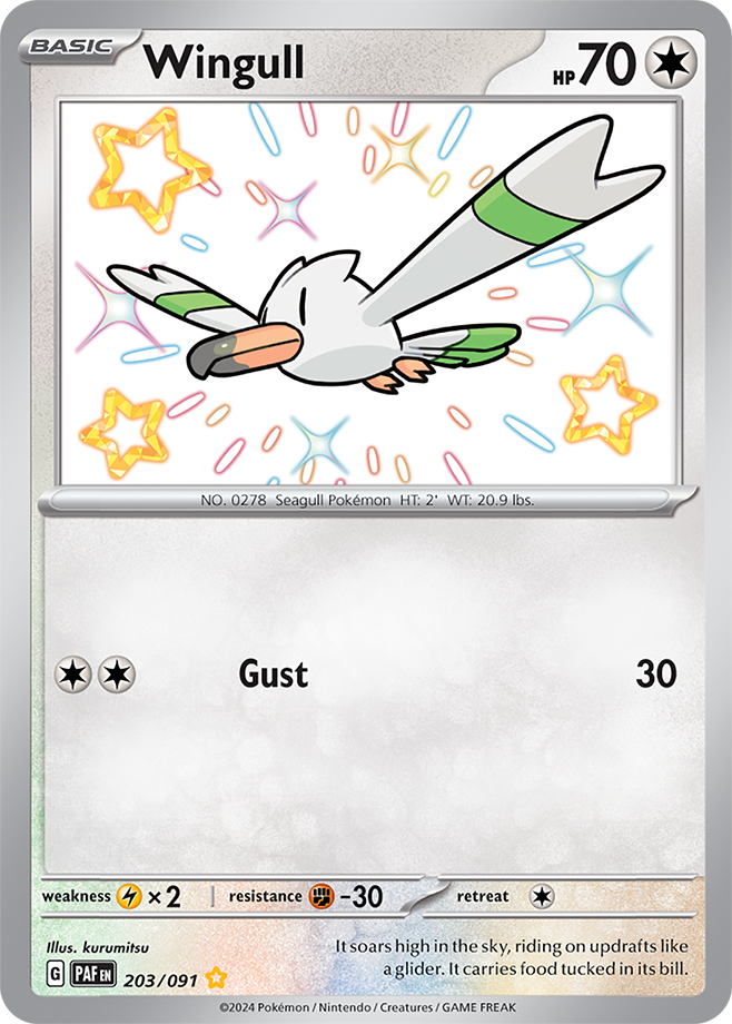 Pokémon TCG Wingull – PAF 203/091 Shiny Rare Holo – EN
