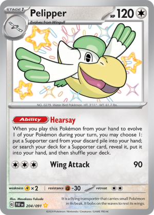 Pokémon TCG Pelipper – PAF 204/091 Shiny Rare Holo – EN
