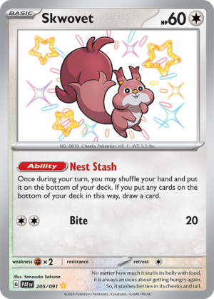 Pokémon TCG Skwovet – PAF 205/091 Shiny Rare Holo – EN