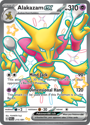 Pokémon TCG Alakazam ex – PAF 215/091 Shiny Ultra Rare Holo – EN